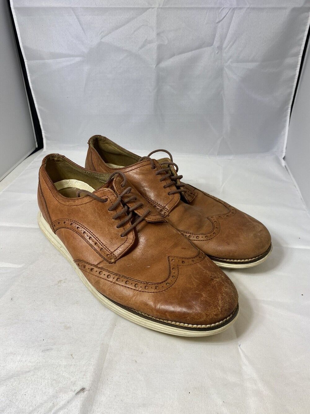 Cole Haan Men's Leather Grand Wingtip Oxford Shoes Lace Up Woodbury Size 10.5M